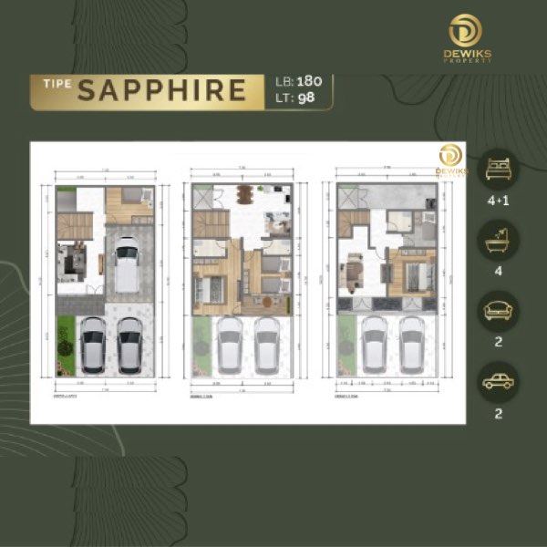 Rumah di Jalan Pejaten Raya Jakarta Selatan Tipe sapphire Denah