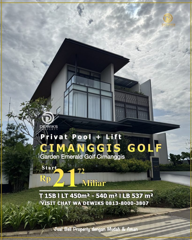 rumah privat pool dan lift di garden residence emeralda golf tipe B