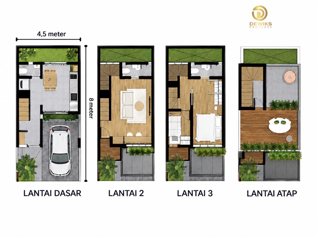 Jual Rumah 3,5 Lantai di Moch Khafi Jagakarsa Free Biaya
