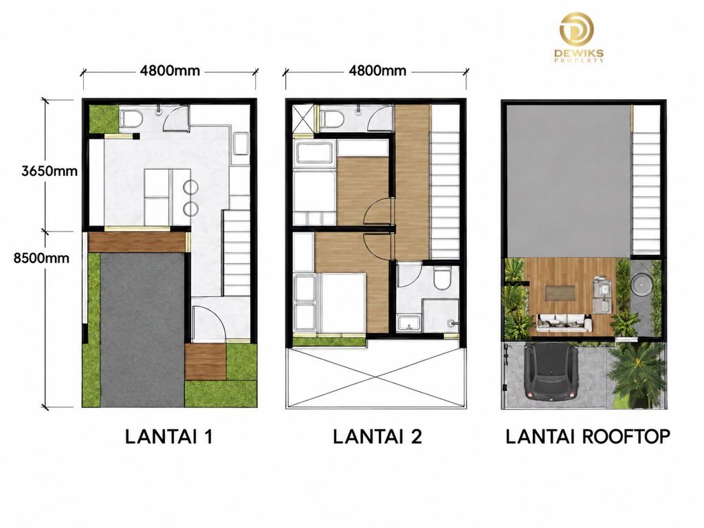 Punya Rumah 2,5 Lantai + Rooftop di Jaksel Cuma 1M-an